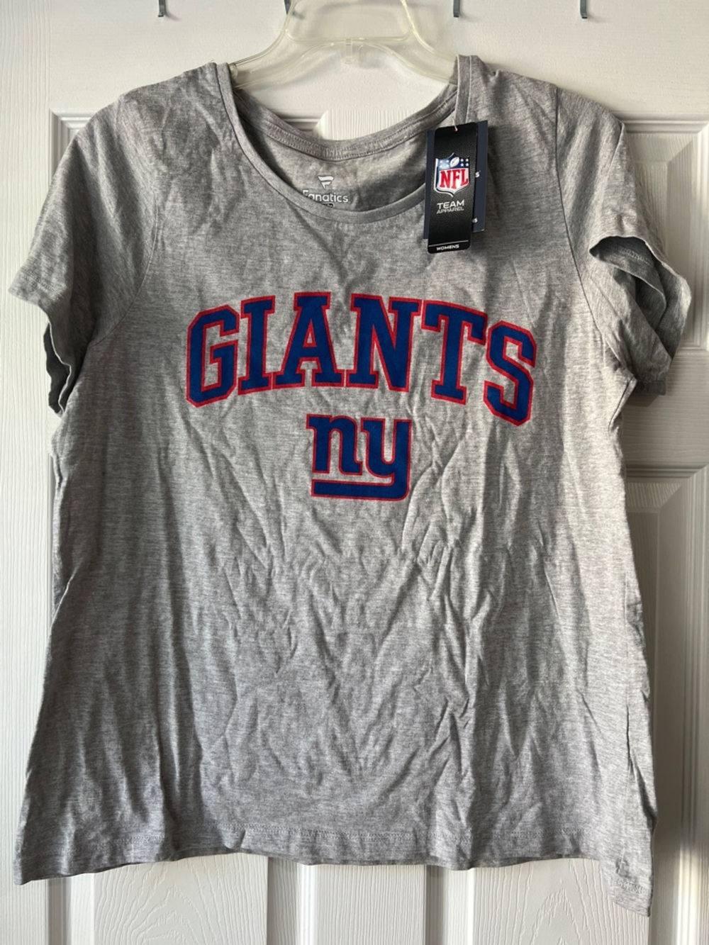 Fanatics Gray New York Giants Long Sleeve Tee with Blue and Red Logo